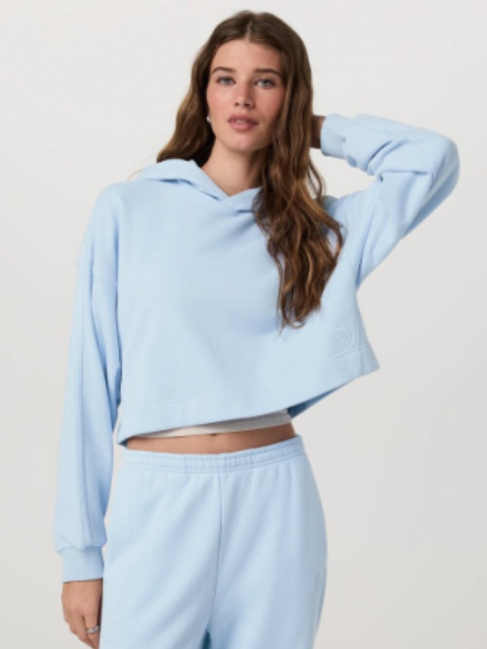 Vuori Sedona Crop Hoodie – Blue – XL – Soft Terry